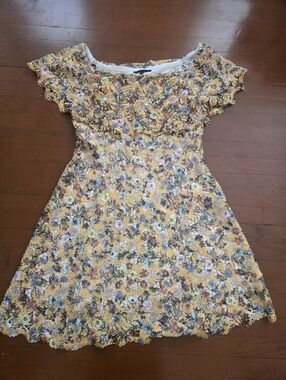 Alex Marie  Yellow Floral Lace Fit-and-Flare Dress